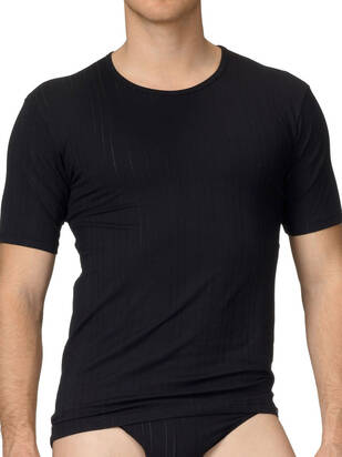 CALIDA Pure & Striped T-Shirt schwarz