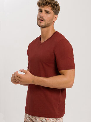 HANRO Living T-Shirt V-Neck russet-braun