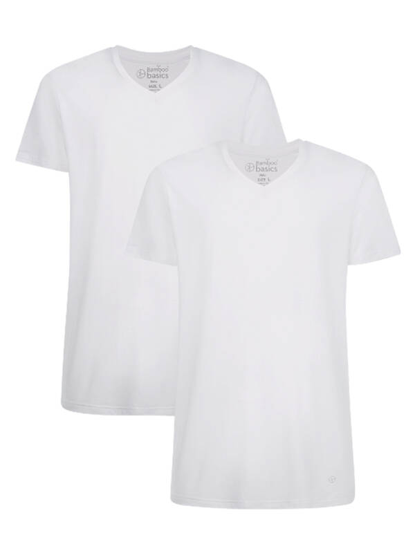 BAMBOO BASICS 2erPack Tshirt V-Neck white