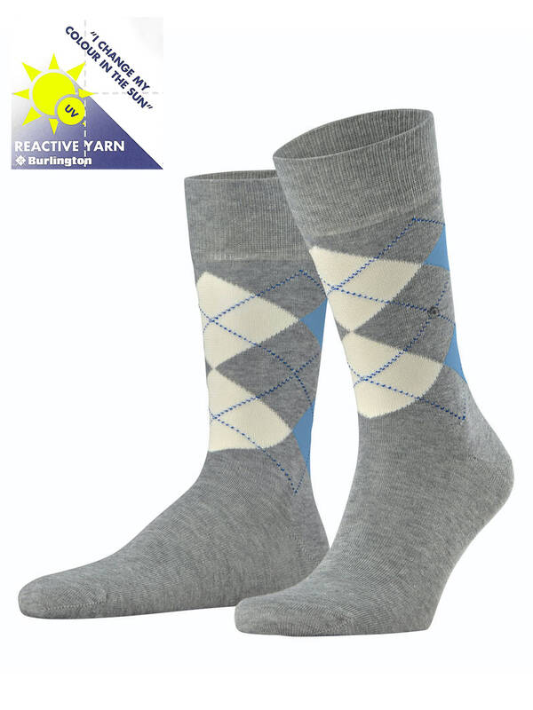 BURLINGTON UV Argyle Socke light-grey