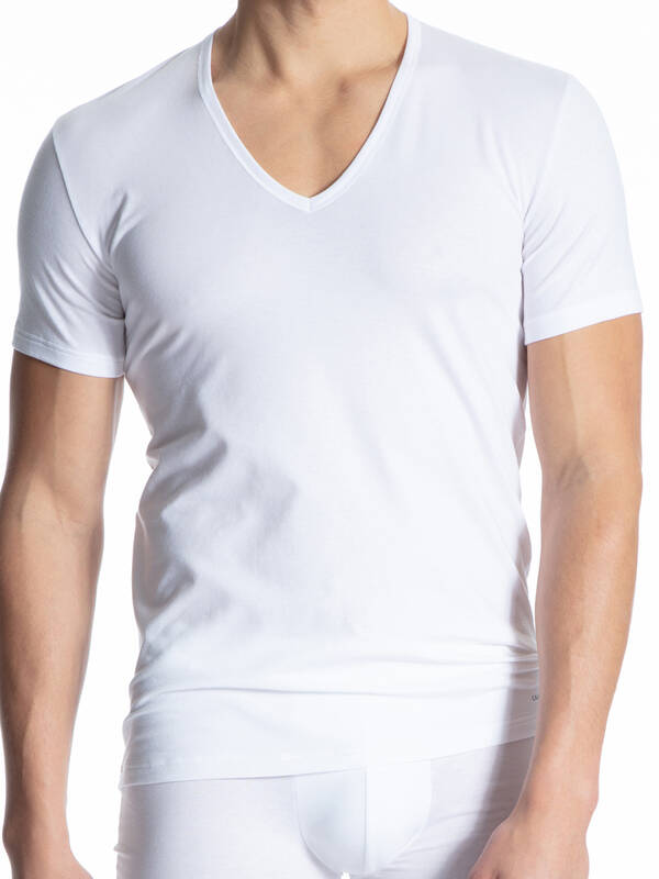CALIDA Cotton Code Tshirt V-Neck weiss