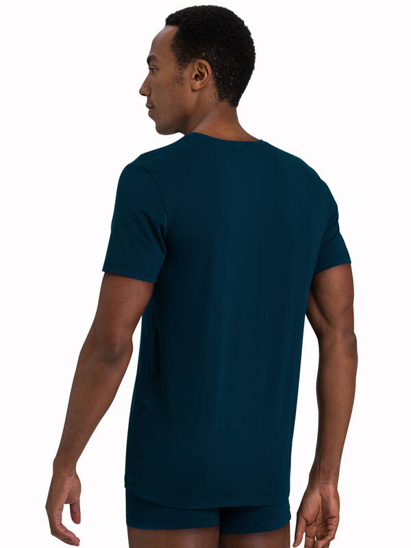 HANRO Cotton Superior V-Shirt oxford-blue