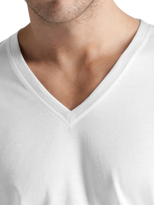 HANRO Cotton Sporty V-Shirt kurzarm weiss