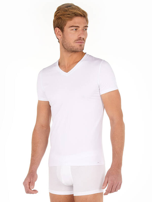HOM Tshirt V-Neck Tencel Soft white