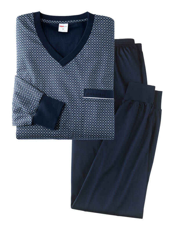 ISA Pyjama SwissCotton lang dunkelblau