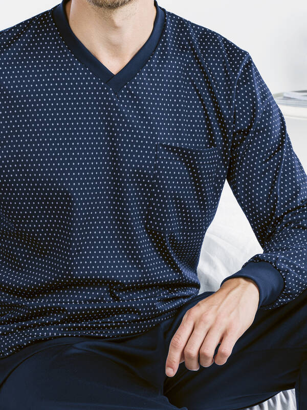 ISA Fairtrade BioCotton Pyjama lang dunkelblau