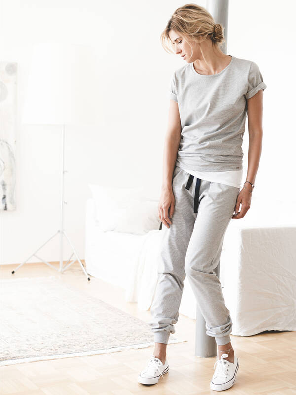 ISA Loungewear Pant mit Bündchen lang grau-meliert