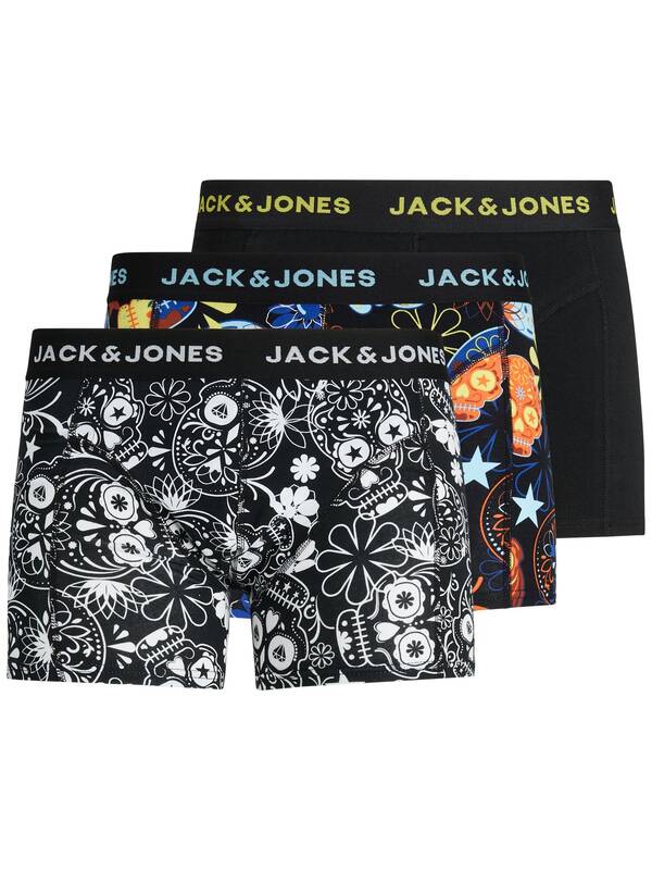 JACK & JONES 3erPack Sugar Skull Trunks black/yellow