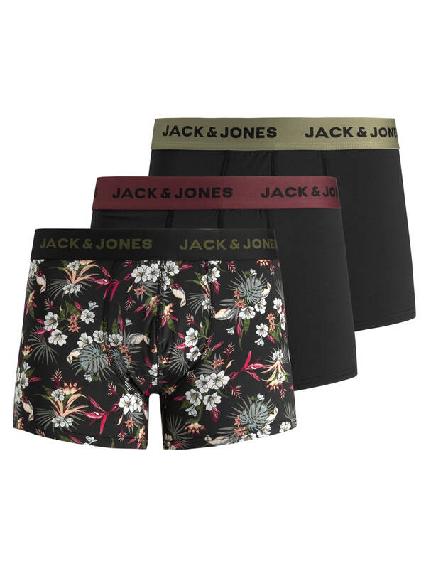 JACK & JONES 3erPack Jacflower Microfiber Trunks black/black