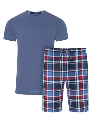 JOCKEY Night & Day Pyjama kurz blau-check