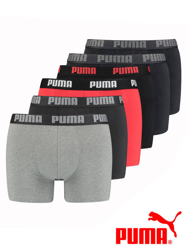 PUMA 6erPack Everyday Boxer grey/red/black