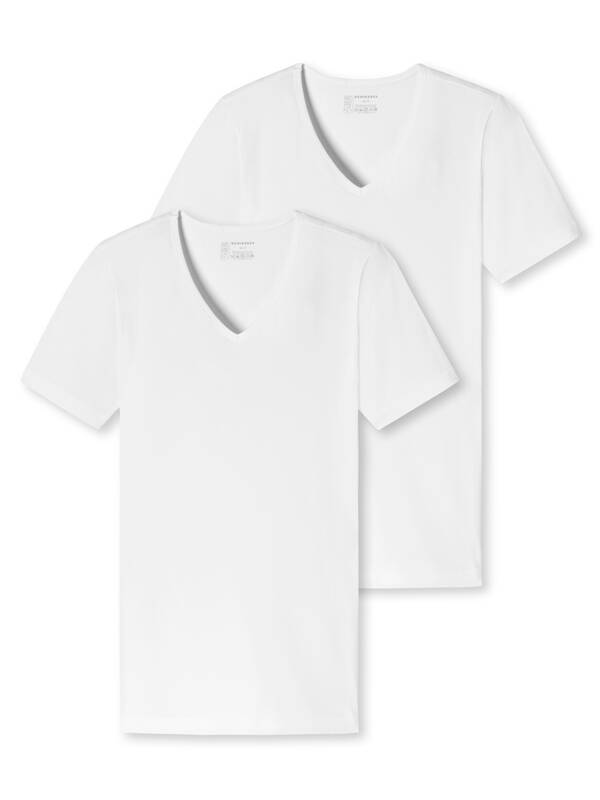 SCHIESSER 2erPack Shirt V-Neck Organic Cotton 95/5 weiss