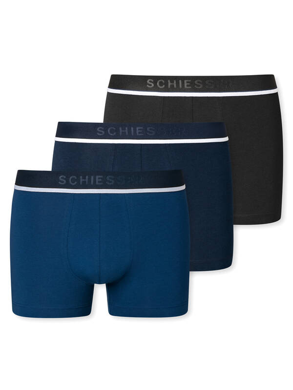 SCHIESSER 3erPack Shorts Organic Cotton 95/5 blau/schwarz