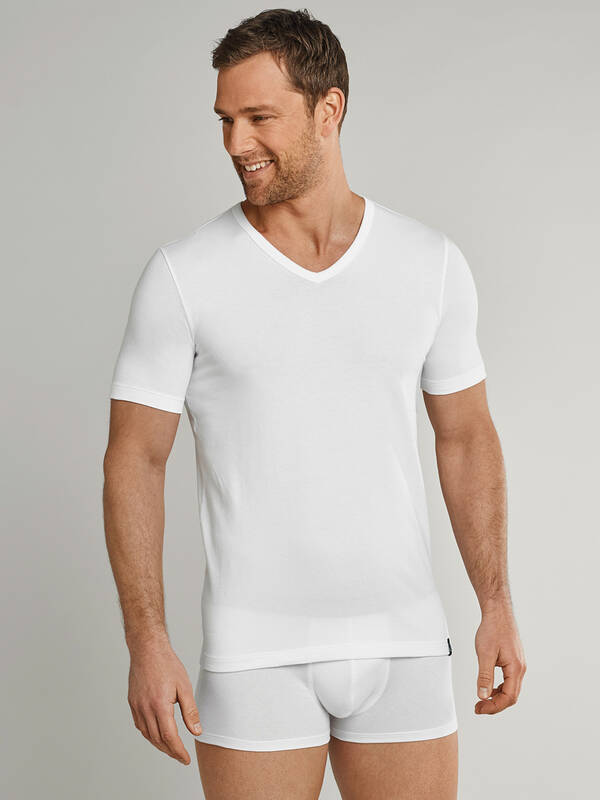 SCHIESSER Shirt V-Neck Pima-Cotton 95/5 weiss